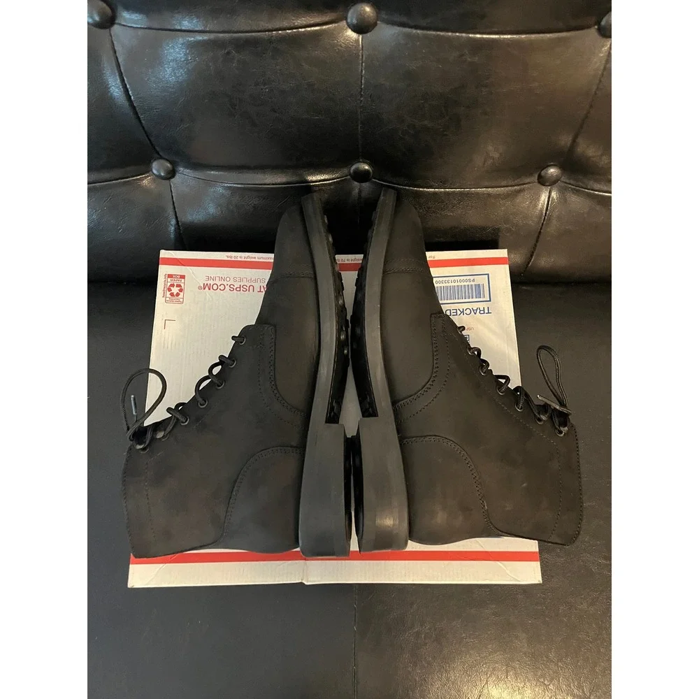 Thursday Boot Co Captain Matte Black Leather Lace Up Cap Toe